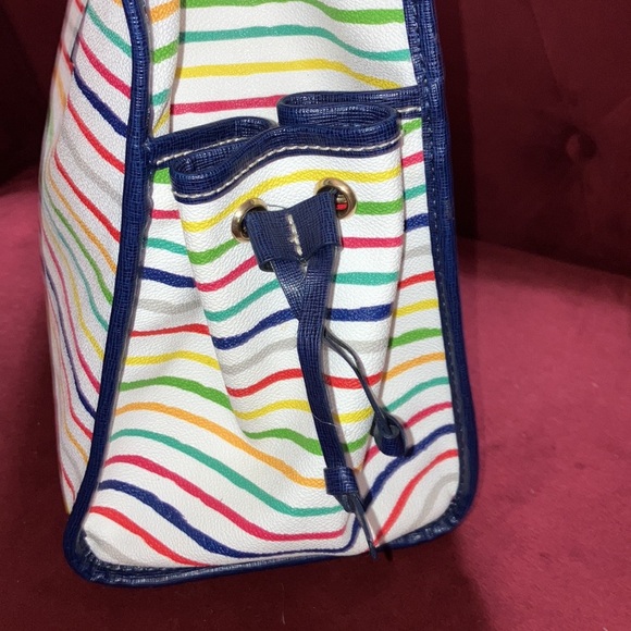 Dooney & Bourke Watercolor Stripe  navy blue and multi color tote - Picture 3 of 14